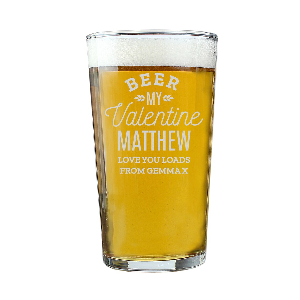 Personalised Beer My Valentine Pint Glass. Valentines Day Etsy