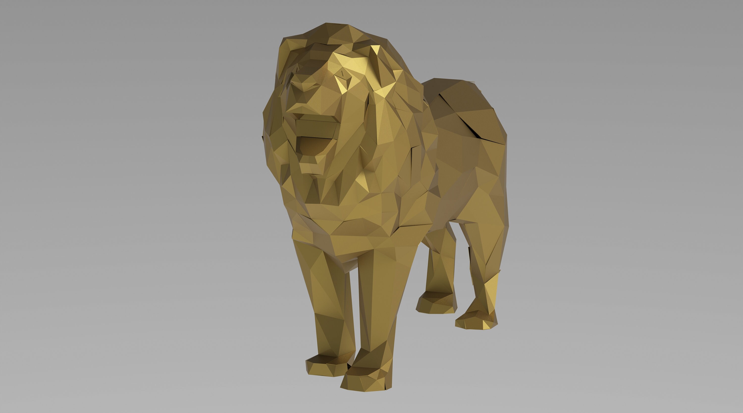 Low Poly Lion, Steel Lion. Lion DXF, LXD Sculptures. Metal