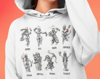 Tribal Orishas unisex hooded sweatshirt, ORISHA, santeria, chango, ochun, oya, Santeria, orula, oshun, shango