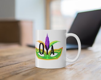 OYA, YANSA, oya mask MUG, Santeria, Orisha Power, Protection Power, Yoruba Tradition Active