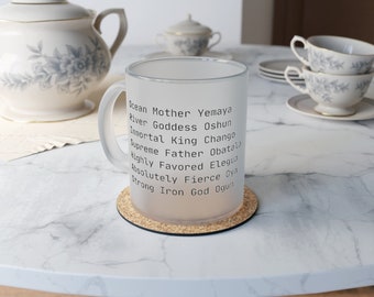 ORISHAS | 7 African Powers | Santeria | IFA | Orisha Protection Power | Santo frosted glass Mug | Lukumi