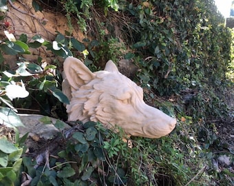 Sandstone wolf head, home and garden decoration, high quality decoration, handmade quality
