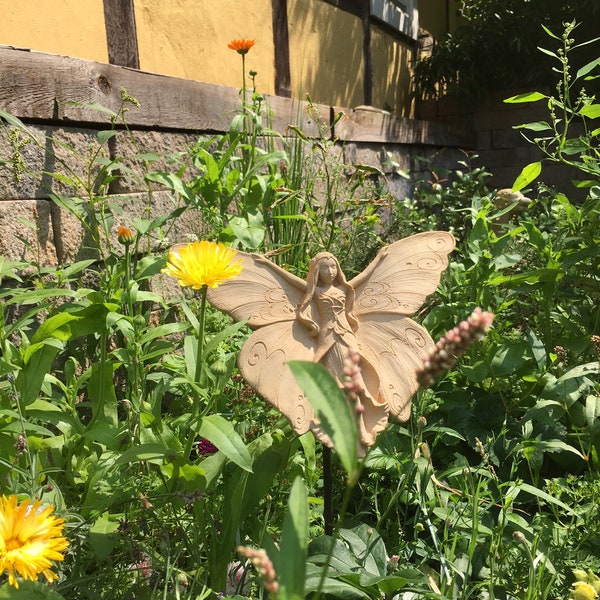 Elfe aus Sandstein, Haus- und Gartendekoration, Fantasie- und Fabelwesen, hochwertige Dekoration, handgemachte Qualität, Weihnachtsgeschenk