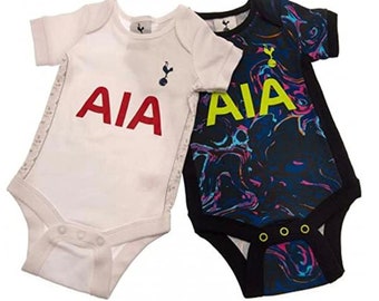 Spurs Tottenham Football Bodysuit Babygrow Bib Hat Vest FREE Dummy Clip 