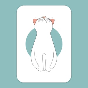 Carte postale - Recherchez ! | Format A6 | Illustration de chat blanc | Gardez la tête haute !