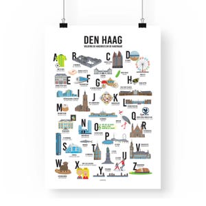 Impression d'art La Haye | Impression d'art giclée | Illustration de bâtiments hollandais | Décoration murale typique de La Haye | La Haye