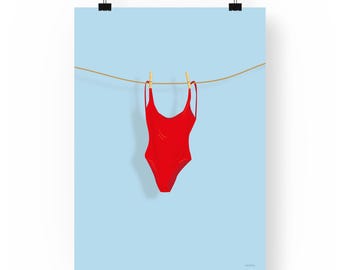 Drip Dry Swimsuit Art Print: Summer Sea Giclée Illustration