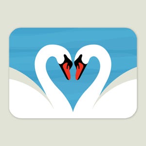 Cartolina Danza del cigno / Formato A6 / Cigni bianchi Biglietto di auguri / Coppia d'amore / Natura selvaggia / Uccelli animali / Lago dei cigni / Biglietto di nozze / Cuore