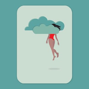 postale - La tête dans les nuages | Format A6 | État d'esprit positif | Illustration de rêveur | Flottant dans le ciel | de voeux | Rêvez grand