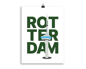 Rotterdam poster | Euromast illustration | The Netherlands travel poster | Dutch print