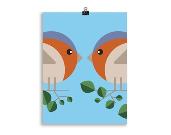 There can be only one | Giclée Art Print | Robins poster | Modern Graphic Design | Cartoon Illustration | Nature Wildlife | Bird