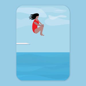 Postal - ¡Bala de cañón! / Tamaño A6 / Ilustración del océano / Tarjeta de felicitación / Impresión de arte pequeño / Nadador Buceador / Agua azul / Hacer una tarjeta de bienvenida