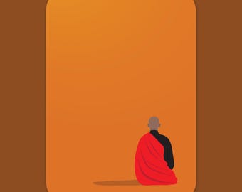 Kaart - Namasté | A6 | Mediterende boeddhistische Monnik | minimalistische abstracte illustratie | Postkaart