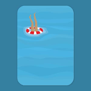 Postkarte - Oh, How I Love Summer! | Größe A6 | Pool-Party Illustration | Grußkarte | Kunstdruck klein | Schwimmer im blauen Wasser