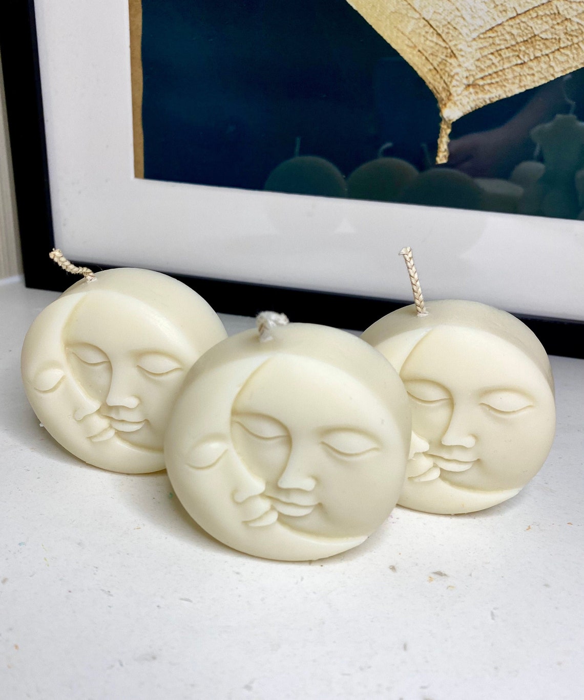 Sun and Moon Candle / Luna Candle / Moon face candle / Soy wax Etsy