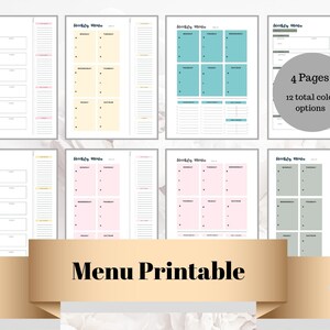 Menu Printable, Menu Pages, Menu List Printable Template, organizational