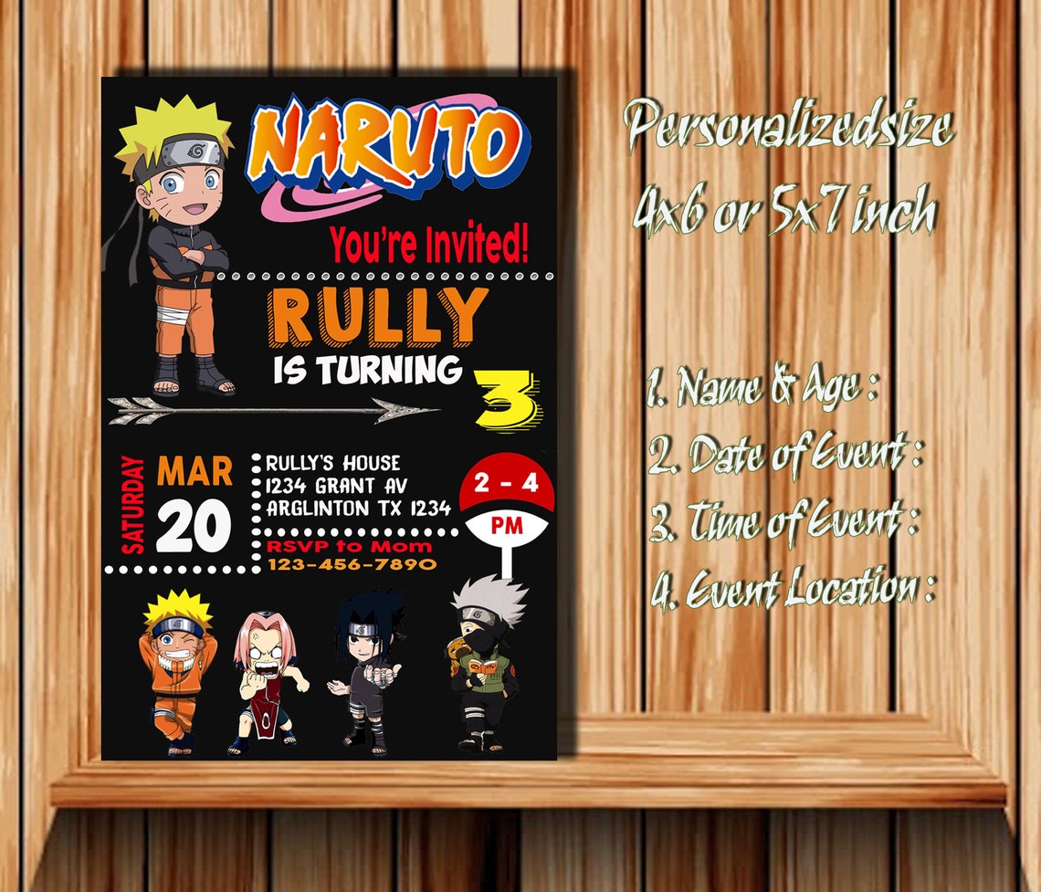 Naruto Birthday Invitations Naruto Digital Invitation Naruto Etsy