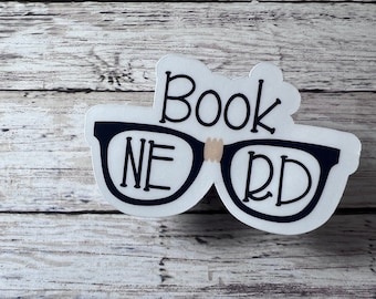 Book Nerd Sticker, Glasses Design, Book Lover Gift