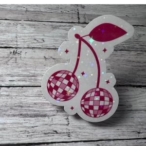 Disco Cherries Sticker, Disco Ball Cherry, Cherry Sticker, Cute Sticker, Cherry Decor, Trendy Stickers, Disco Ball Decor, Retro sticker,