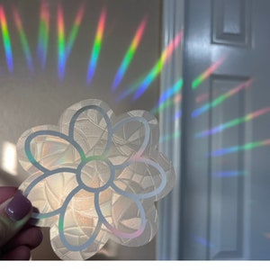 Flower Rainbow Decal, Sunshine Sticker, Rainbow Catcher, Crystal Sun Catcher, Sun Catcher, Rainbow Maker, Classroom Rainbow Teacher Gift