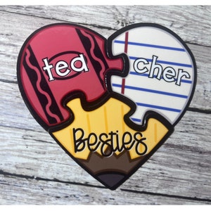 Teacher Besties Heart Puzzle Sticker, Best Friend Sticker, Friend Sticker, BFF Sticker, BF Sticker, Encouragement Sticker, Cute Sticker