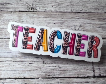 Leopard Print Teacher Sticker, Weatherproof Elementary Sticker