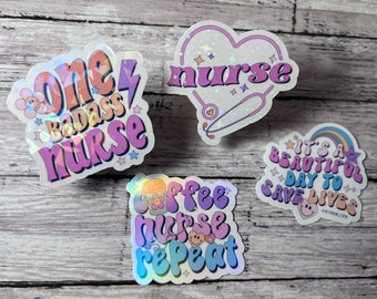 Zestaw naklejek Groovy Nurse, naklejka z motywem stetoskopu w kształcie kwiatu