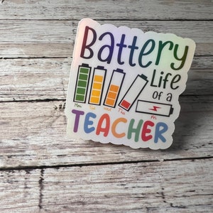 Batterielebensdauer eines Lehrers, Lehrer-Batterie, lustiger Lehrer-Aufkleber, Lehrer-Humor-Lehrer-Aufkleber, Bildung-Aufkleber, müder Lehrer