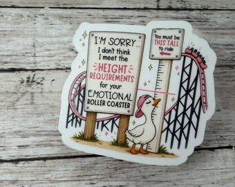 Emotional Rollercoaster Goose Sticker, Funny Porch Goose, Weatherproof Vinyl Decal