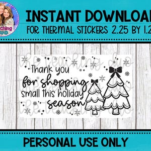 Thank You For Shopping Small Thermal PNG, Christmas Thermal, Winter Thermal PNG, Thermal Printer Labels, Thermal Label, Packaging Label PNG