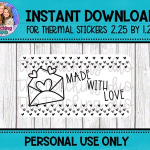 Made With Love Februar Thermoetikett, Aufkleber PNG Download, Verpackungsaufkleber Kleinunternehmen, Aufkleber für Rollo/Munbyn Drucker