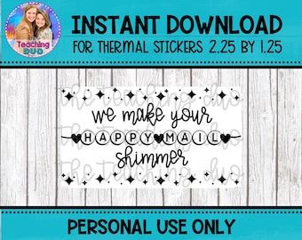 Happy Mail Shimmer PNG, Thermal Printer Label (Digital Download)