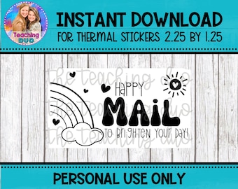 Happy Mail PNG, Thermal Printer Label (Digital Download)
