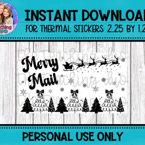 Merry Mail Thermal PNG, Christmas Thermal, Winter Thermal PNG, Thermal Printer Labels, Thermal Label, Thermal Printer, Packaging Label PNG