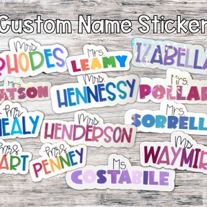 Custom Teacher Name Sticker, Name Sticker, Custom Name Sticker, Rainbow Name Sticker, Holographic Name Sticker