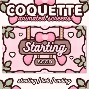 3x Animated Coquette Screens | Cozy / Cute / Kawaii / Pink / Soft / Bow | Starting, Breaktime, Ending | TWITCH