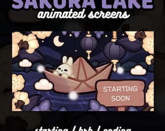 Écrans Twitch animés Sakura Lake | Lapin céleste (téléchargement numérique)