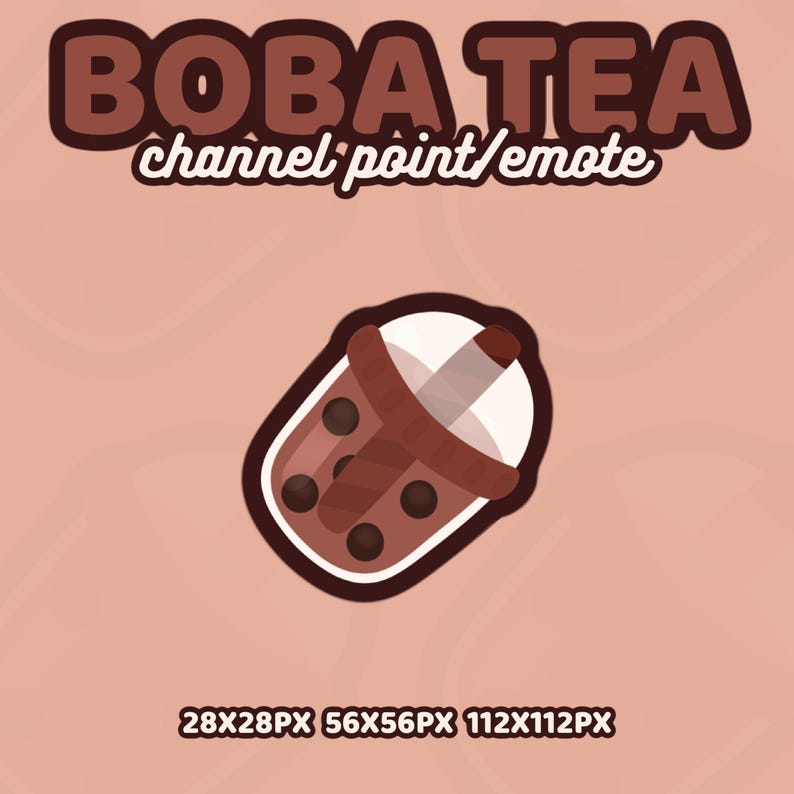 Boba Tea Channel Point/emote | Kawaii / Cute / Food / Brown / Drink ...