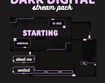 Dark Purple Twitch Stream Package | Animated Screens, Overlays, Alerts (Digital Download)