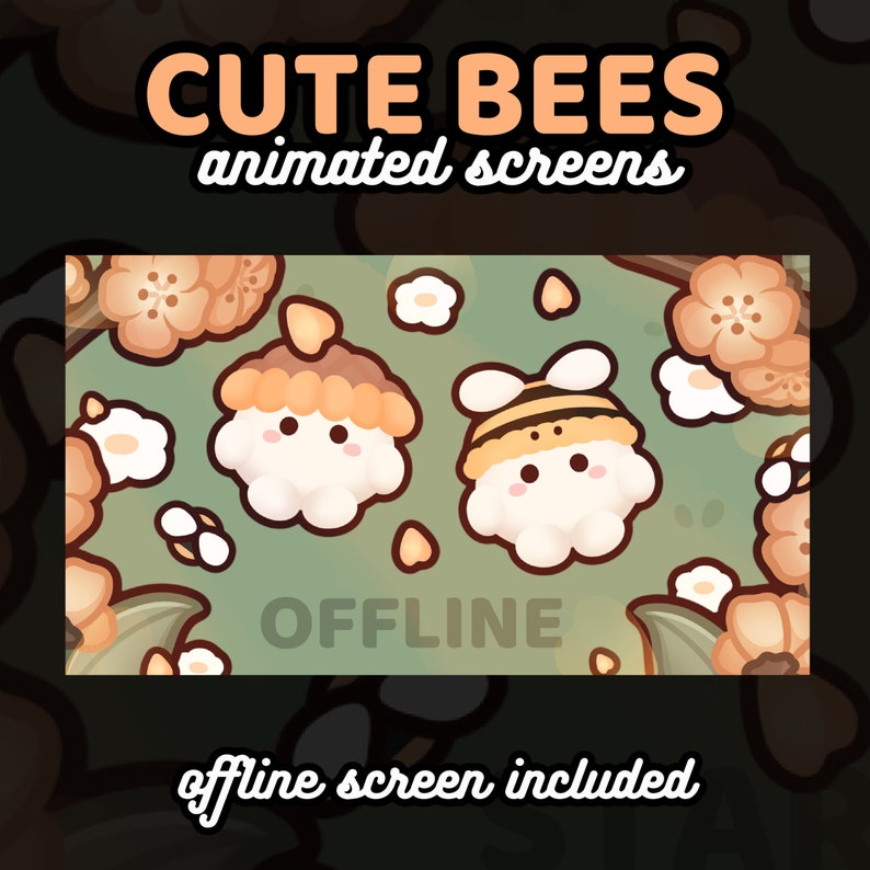 3x Animated Cute Bee Twitch Screens | Kawaii / Green / Orange / Bees ...