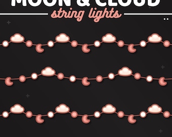 Cloud and Moon String Lights | Animated Twitch Stream Decoration (Digital Download)