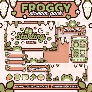 Froggy Stream Paket | Animiertes Stream-Paket | Twitch Overlay | Vtuber Freundlich | Kawaii / Süß / Gemütlich / Frosch / Froggies / Grün | TWITCH