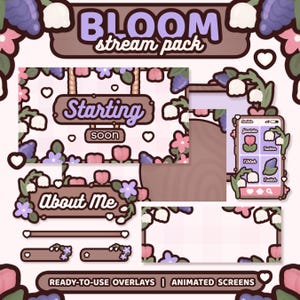 Bloom Stream Package | Animated Stream Pack | Twitch Overlay | Vtuber Friendly | Kawaii / Cute / Cozy / Flower / Spring / Pastel | TWITCH