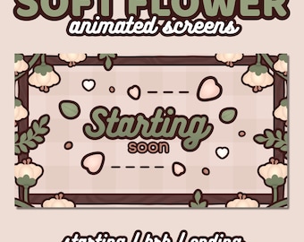 Imágenes animadas de Twitch con flores estilo cottagecore / Verde salvia acogedor (descarga digital)