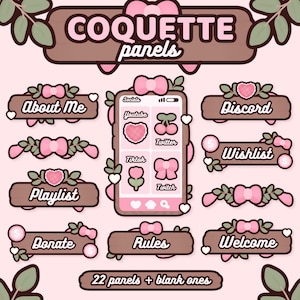 22x Coquette Panels | Kawaii / Cute / Bow / Pink / Soft | Stream Panels | TWITCH