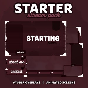 Burgundy Cozy Stream Package | 3 Animated Screens, 4 Ready-To-Use Overlays, Schedule, 8 Alerts, Banner, Offline Screen, 13 Panels | TWITCH