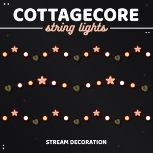 3x Cottagecore Schnur Lichtstrom Dekoration | Blumen und Blätter Deko | Funkelnde Lichter | Vtuber Zubehör | Animiert | TWITCH