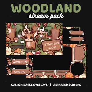 Woodland Forest Stream Package | Kawaii Twitch Overlay Stream Pack |  Cute Stream Overlay Package | Cottagecore Reindeer | TWITCH