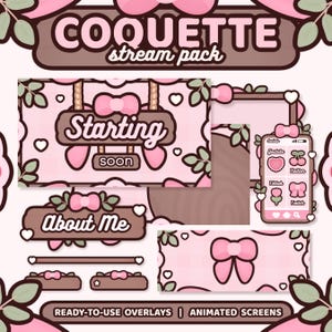 Coquette Stream Package | Animated Stream Pack | Twitch Overlay | Vtuber Friendly | Kawaii / Cute / Bows / Bow / Pink | TWITCH