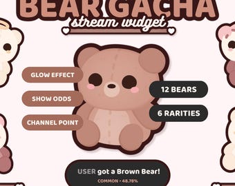 Bär Gacha Widget | Channel Point Belohnungen / Channel Points / Belohnung Widgets / Stream Widget | Kawaii, Niedlich, Bär | TWITCH